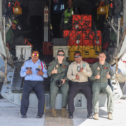 RAAF C-27 Spartan crew with RMI officials in Majuro Airport. Photo supplied
